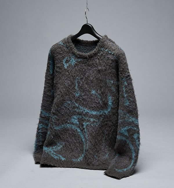 ABAHOUSE「ループシャギー マーブル グラデーションニット」|ニット・セーター|グレー