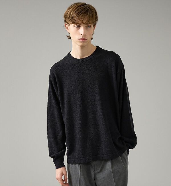 ABAHOUSE「コットンブークレー クルーネックニット」|ニット・セーター|ブラック