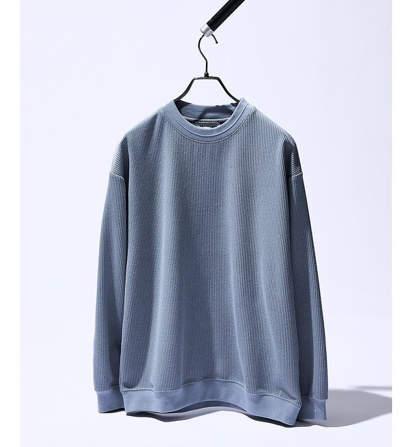 ABAHOUSE「クォーターゲージニット クルーネックスウェット / リラックスフィット」|スウェット・ジャージ|サックスブルー