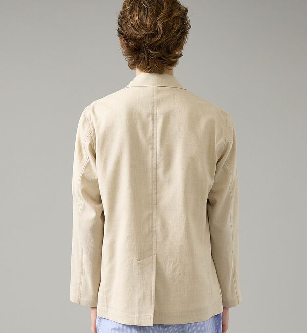ABAHOUSE「カレンダー加工 リネンライク サマージャケット/ 軽量 ストレッチ【予約】」|ノーカラージャケット|