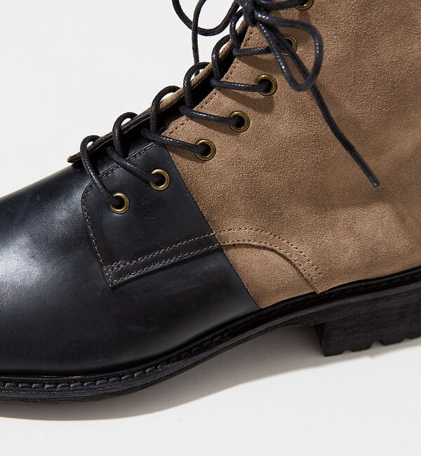 alfredoBANNISTER「【定番】ベロア切替 レースアップブーツ」|ショートブーツ|