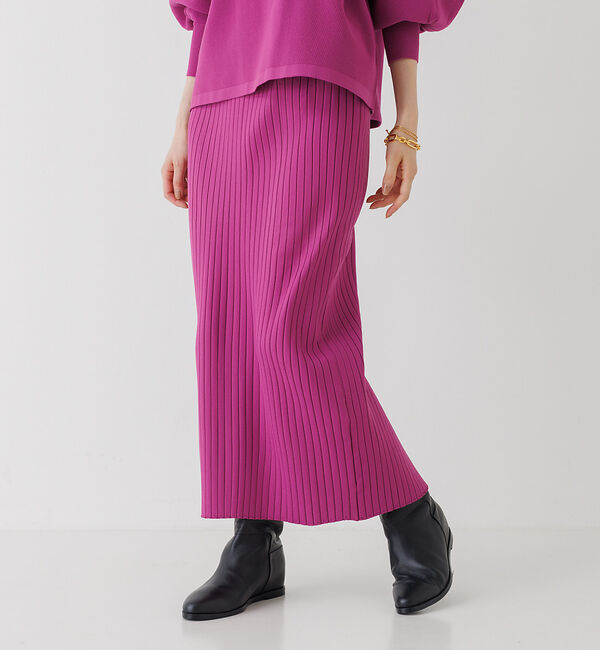 Rouge vif「【セットアップ対応】ストレッチリブニットスカート」|スカート|パープル