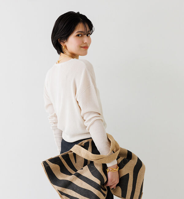 Rouge vif「布帛コンビシアーリブカーディガン」|カーディガン|