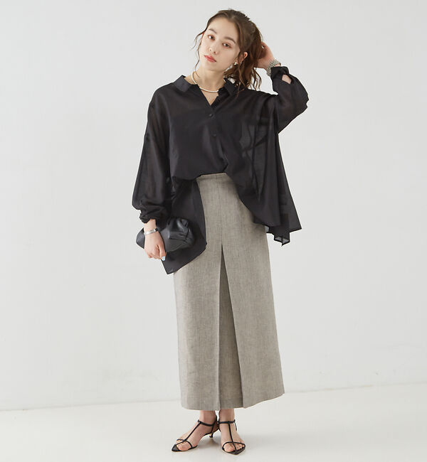 Rouge vif「ラメリネンスリットスカート」|スカート|