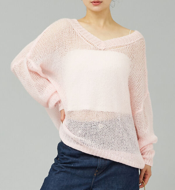 Rouge vif「モヘアライクシアー2WAY ニットプルオーバー」|ニット・セーター|ピンク