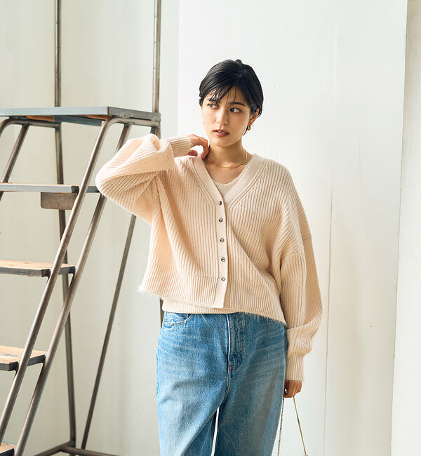 Rouge vif「【２点セット】ウール混フェザーラインアンサブルニット」|ニット・セーター|