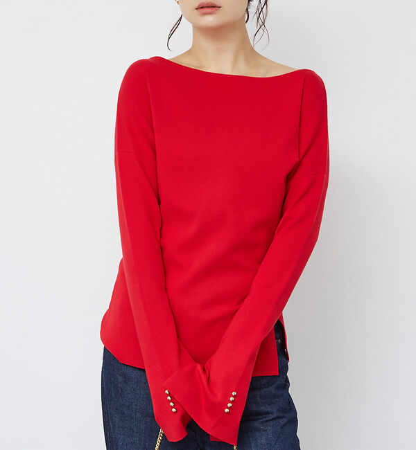 Rouge vif「総針フレアスリーブプルオーバー」|ニット・セーター|レッド