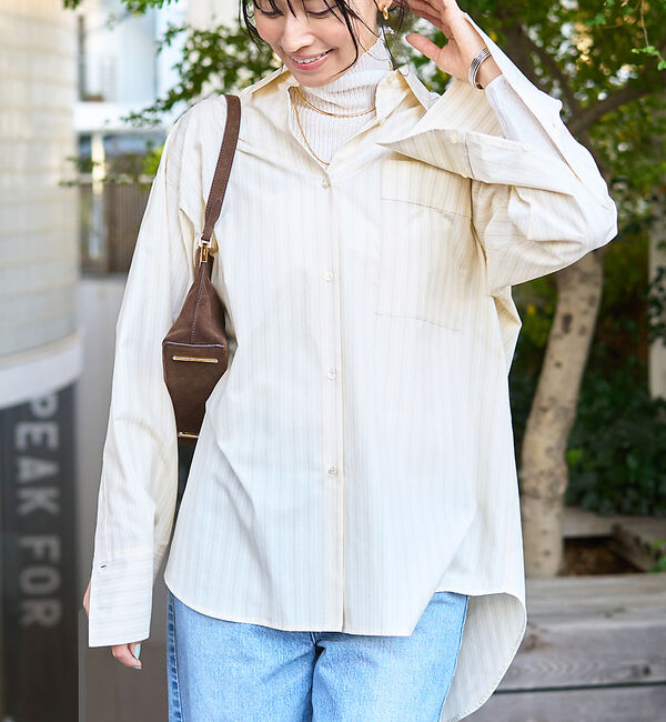 Rouge vif「ストライプオーバーシャツ」|シャツ・ブラウス|イエロー