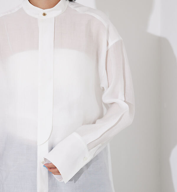 Rouge vif「ライトシアーサテンコンビシャツ」|シャツ・ブラウス|