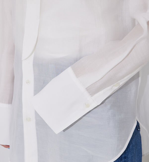 Rouge vif「ライトシアーサテンコンビシャツ」|シャツ・ブラウス|