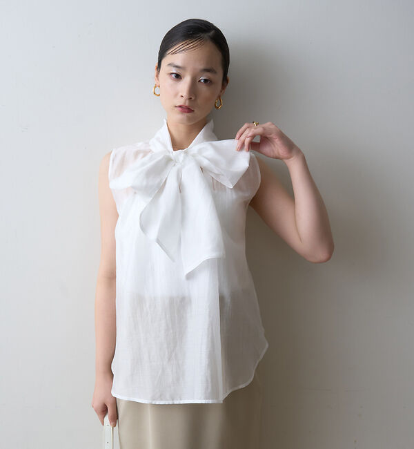 Rouge vif「【一部店舗限定】【北野百笑さん着用】2WAYリボンシアーブラウス」|シャツ・ブラウス|