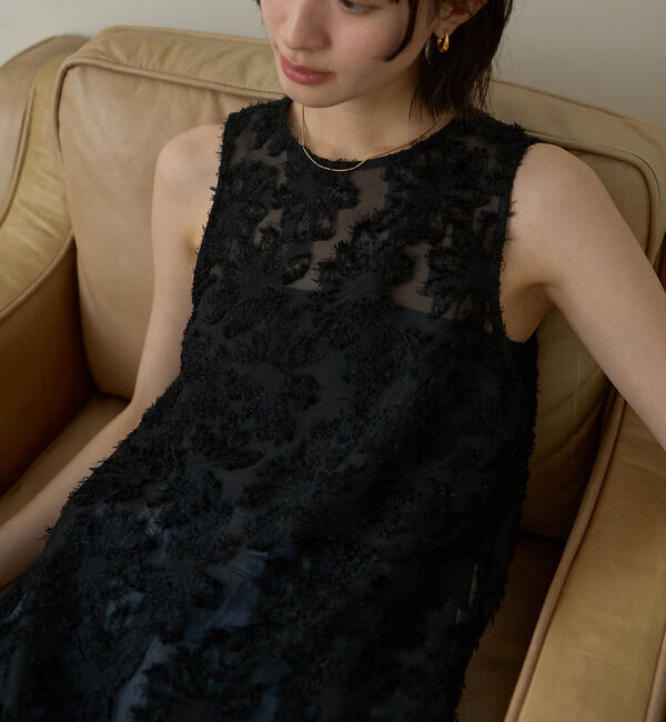 Rouge vif「【一部店舗限定】フラワーフェザーアメスリブラウス」|シャツ・ブラウス|ブラック