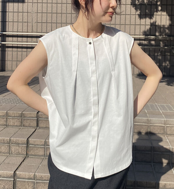 Rouge vif「タック入りノースリーブカットソーブラウス」|シャツ・ブラウス|