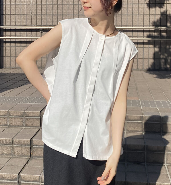 Rouge vif「タック入りノースリーブカットソーブラウス」|シャツ・ブラウス|