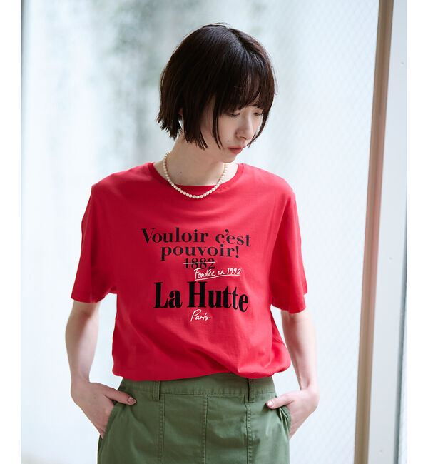 Rouge vif「別注【La Hutte / ラ ユット】フロッキー &times; 刺繍 ロゴTシャツ /」|Tシャツ・カットソー|