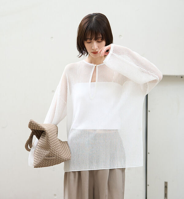 Rouge vif「スキッパー風透かしメッシュニット」|ニット・セーター|