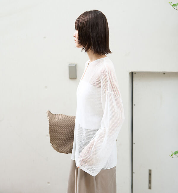 Rouge vif「スキッパー風透かしメッシュニット」|ニット・セーター|