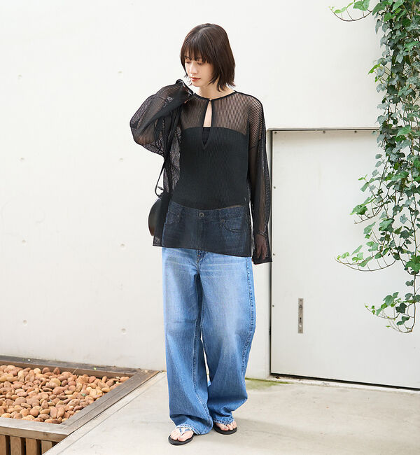 Rouge vif「スキッパー風透かしメッシュニット」|ニット・セーター|