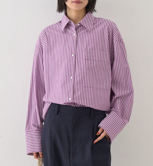Rouge vif「ストライプメンズライクシャツ」|シャツ・ブラウス|パープル