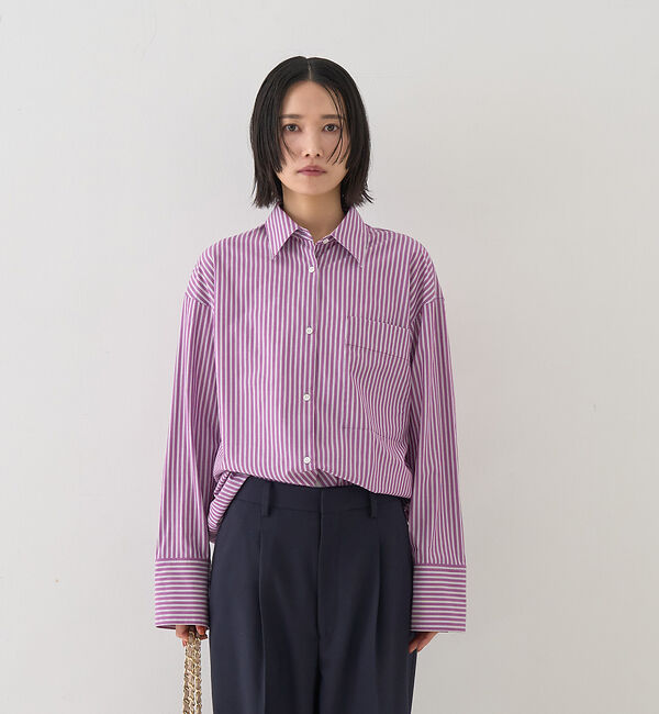 Rouge vif「ストライプメンズライクシャツ」|シャツ・ブラウス|