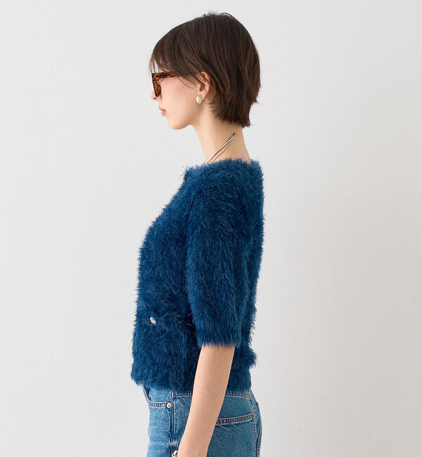 Rouge vif「【一部店舗限定】ハーフスリーブシャギーニットカーディガン」|ニット・セーター|