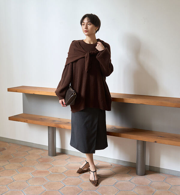 Rouge vif「【ストールセット】ポケット付片畦ニットプルオーバー」|ニット・セーター|