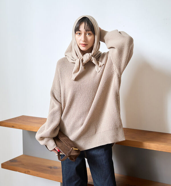 Rouge vif「【ストールセット】ポケット付片畦ニットプルオーバー」|ニット・セーター|