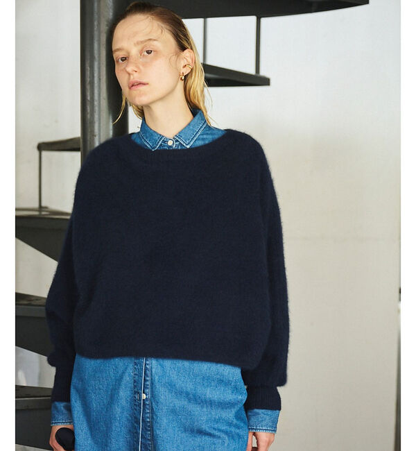 Rouge vif「フォックスウールクロップドボレロプルオーバー」|ニット・セーター|ネイビー