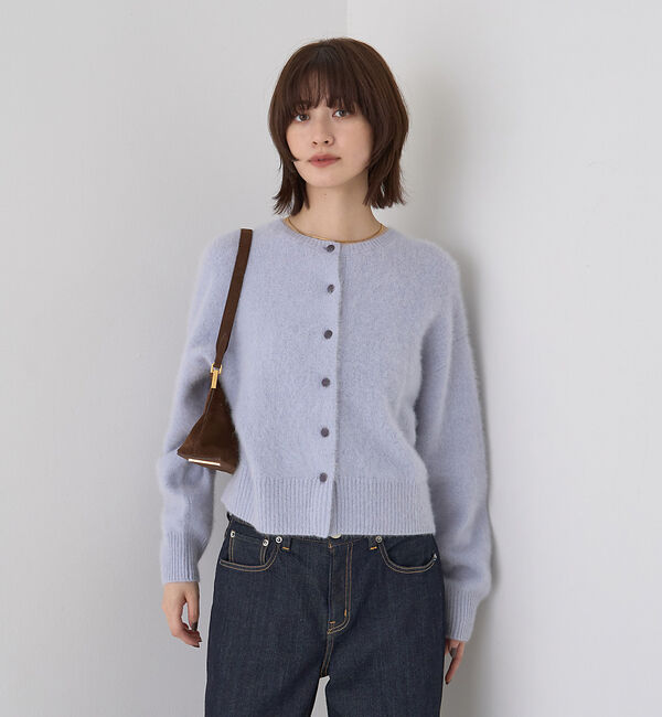 Rouge vif「フォックスウールクルーネッククルミ釦カーディガン」|カーディガン|