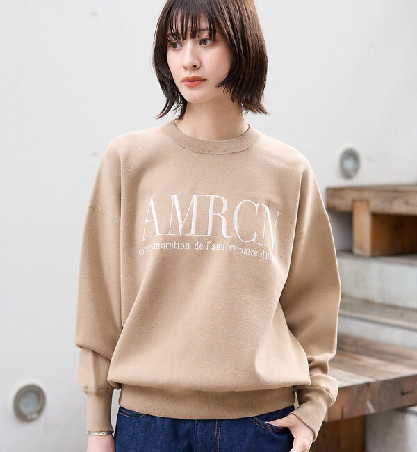Rouge vif「【AMERICANA&times;MICA＆DEAL/ アメリカーナ&times;マイカ】ロゴニット」|ニット・セーター|キャメル