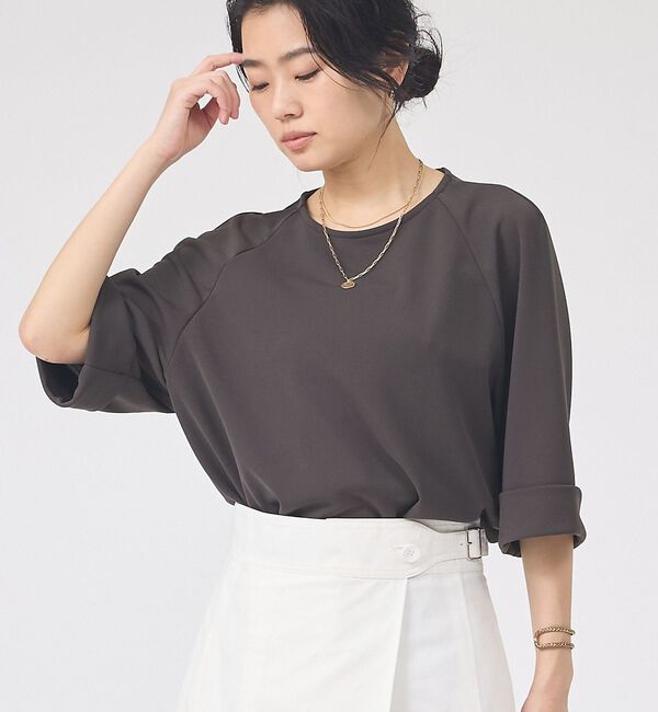 Rouge vif「ダンボールゆったりブラウス/カットソー/半袖」|シャツ・ブラウス|チャコールグレー