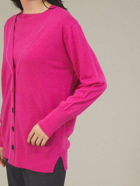 qualite「《アンサンブル対応》ウールハイゲージニットカーデ」|カーディガン|