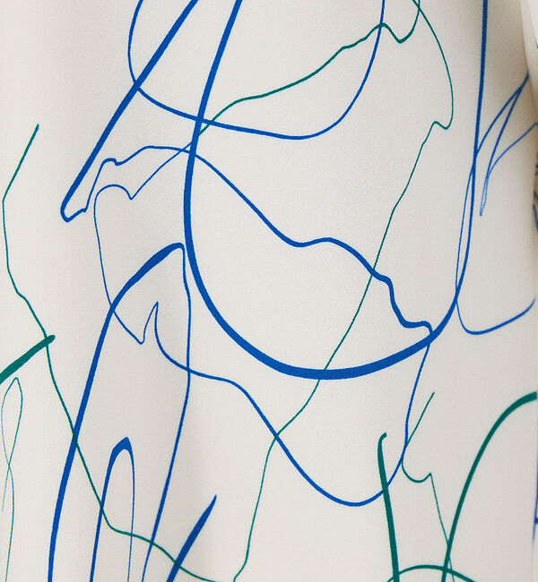 qualite「《セットアップ対応》ドローイングプリントクロップドシャツジャケット」|ノーカラージャケット|