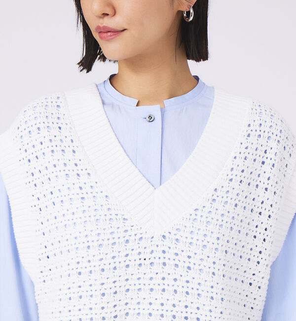 qualite「かぎ針風ニットベスト」|ベスト・ジレ|