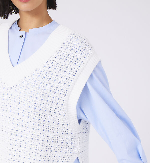 qualite「かぎ針風ニットベスト」|ベスト・ジレ|