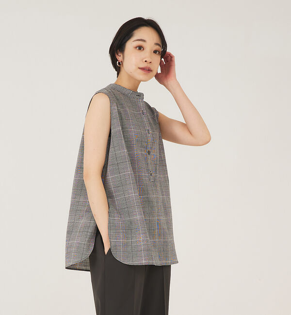 qualite「スタンド2wayチュニックブラウス」|シャツ・ブラウス|ブラック