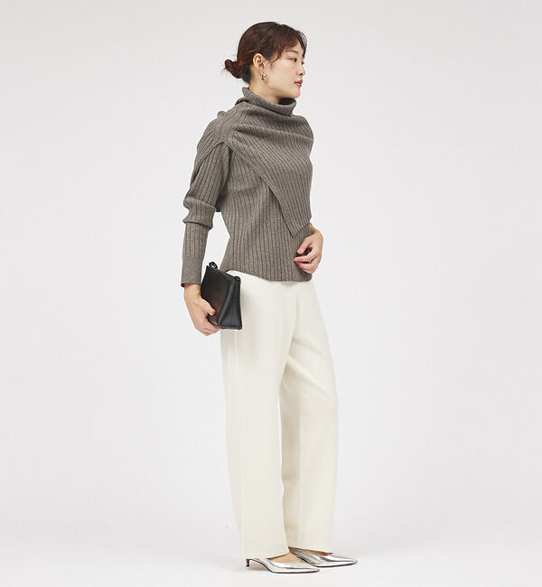 qualite「【23AW】アシメスヌードリブニット」|ニット・セーター|