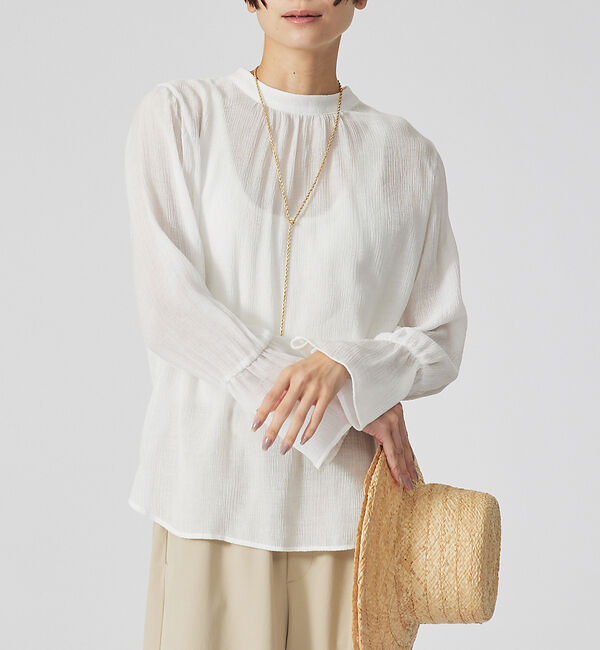 qualite「クレープブラウス」|シャツ・ブラウス|ホワイト