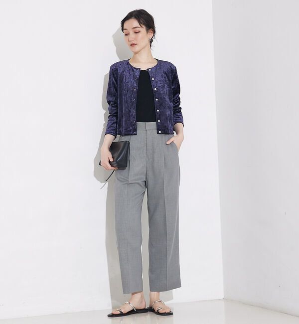 qualite「トリコットベロアショートカーデ」|カーディガン|