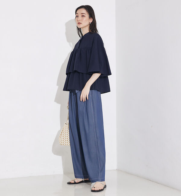 qualite「【接触冷感＆UVカット】ブライトローンフレアブラウス」|シャツ・ブラウス|