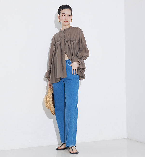 qualite「シャーリングパフスリーブシャツ」|シャツ・ブラウス|