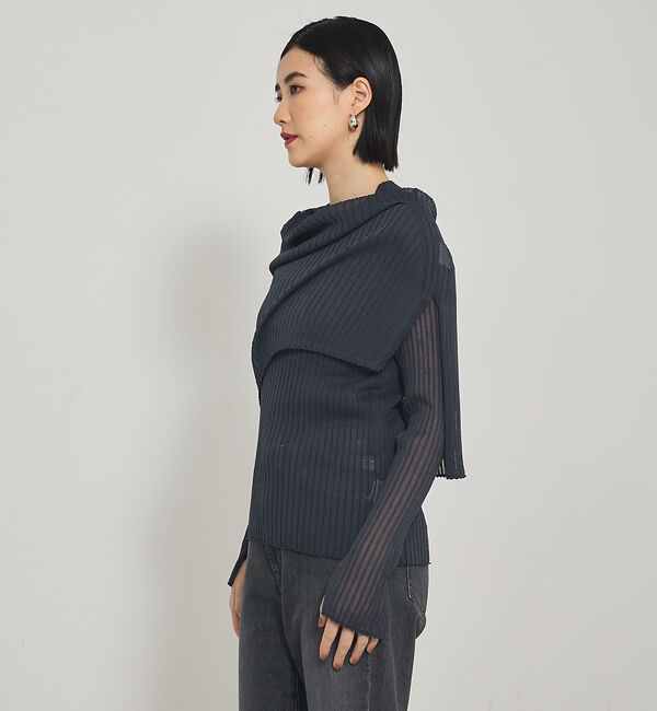 qualite「【Oggi掲載】ワイドリブシアースヌードニット/スヌード取り外し可能」|ニット・セーター|