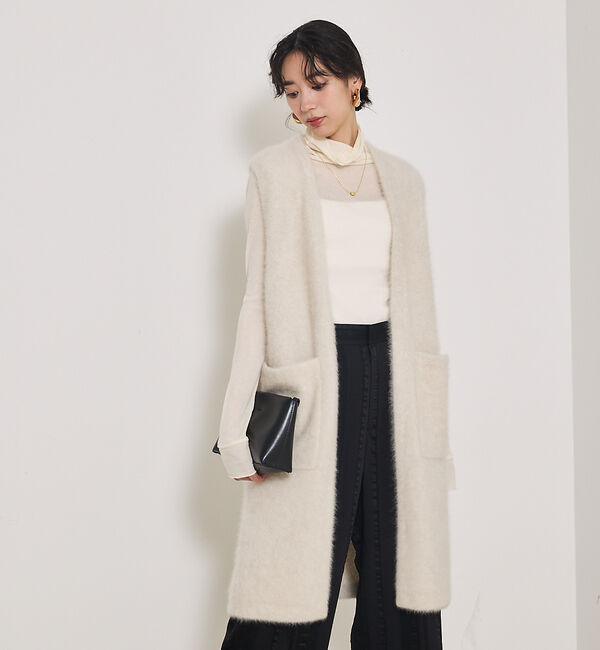 qualite「【大人気ジレが今季verに！】フォックスカシミアロングジレ」|ニット・セーター|