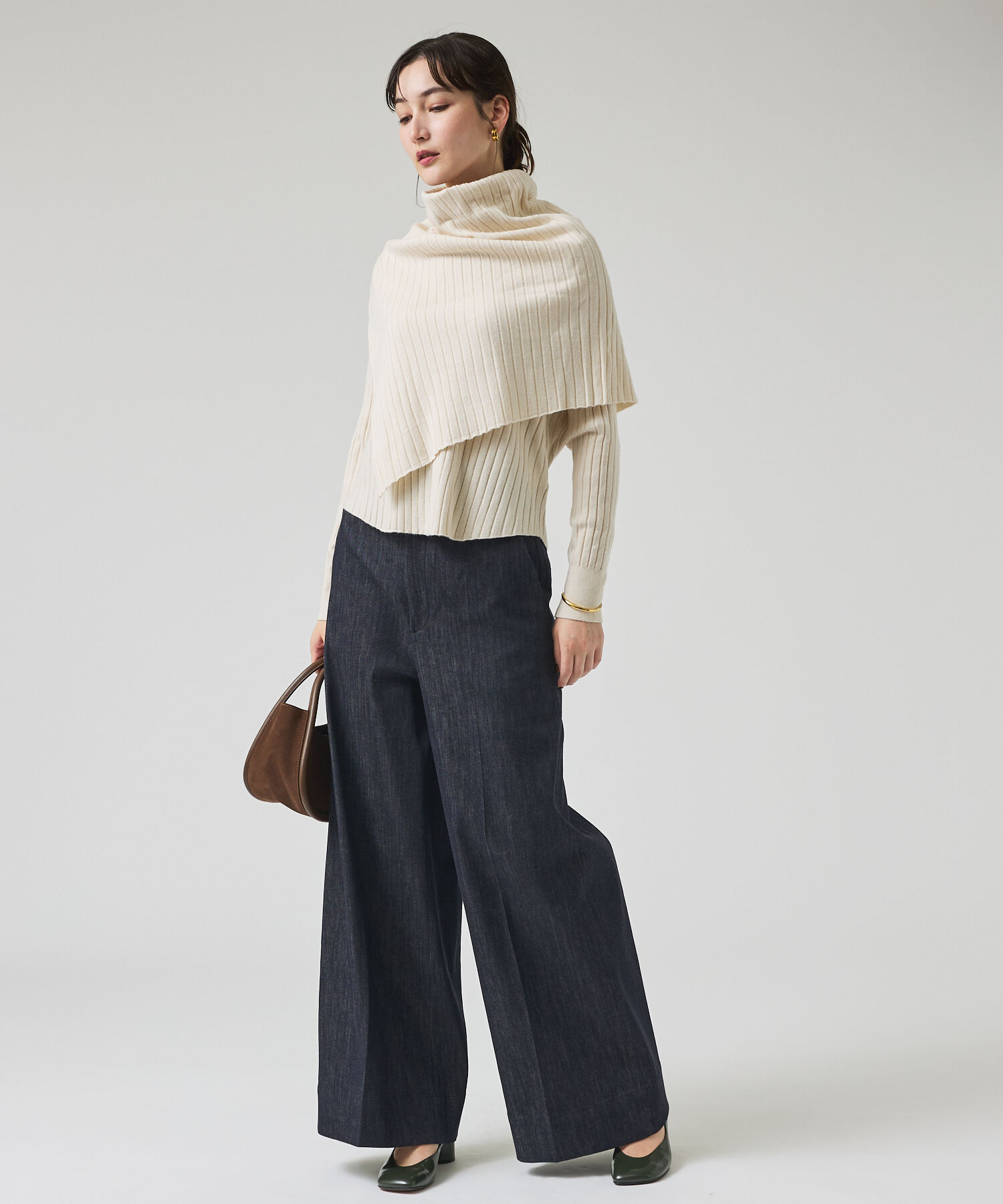 qualite「ご好評につき再入荷！【新色追加！25AW】アシメスヌードリブニット/スヌード取り」|ニット・セーター|