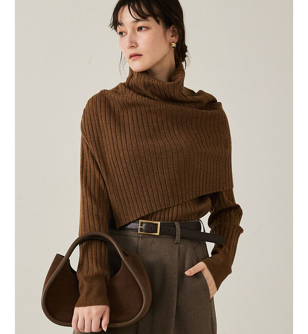 qualite「ご好評につき再入荷！【新色追加！25AW】アシメスヌードリブニット/スヌード取り」|ニット・セーター|アンバー