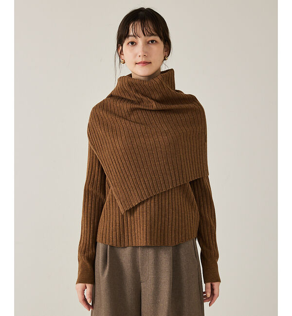 qualite「ご好評につき再入荷！【新色追加！25AW】アシメスヌードリブニット/スヌード取り」|ニット・セーター|