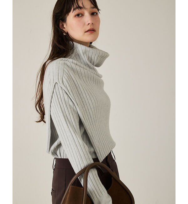 qualite「ご好評につき再入荷！【新色追加！25AW】アシメスヌードリブニット/スヌード取り」|ニット・セーター|ライトブルー