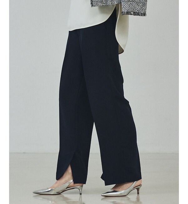 qualite「【シワになりにくい】ライトダブルクロスベンツパンツ」|その他|ネイビー