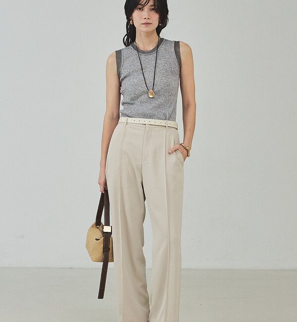 qualite「シアーミックスリブノースリーブ」|キャミソール|