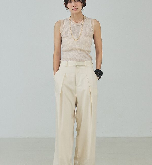 qualite「シアーミックスリブノースリーブ」|キャミソール|